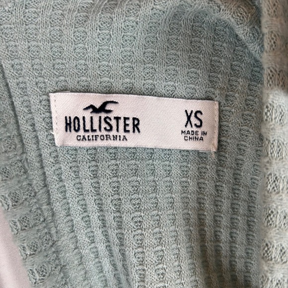 NWT Hollister Womens XS Waffle Knit Tie Front‎ Long Sleeve Top Cutout Back - Picture 3 of 11